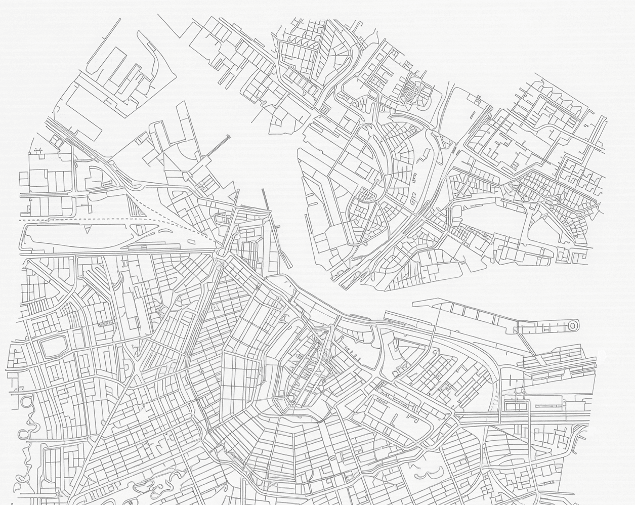 Stadskaart van Amsterdam met Het IJ, Amsterdam en Amsterdam-Noord